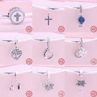 New 925 Silver Blue Globe Cross Tree Scaled Fish Airplane Dangle Charm Bead Fit Original Pandora Bracelet Women DIY Jewelry Gift