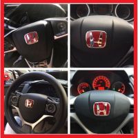 [Shop Malaysia] steering emblem honda civic fc fd fb accord jazz city crv hrv stream type-r car emblem logo red+chromeblack+chrome