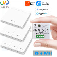 WIFI Mini switch Tuya Smart Life APP Push Button Light Switch RF 433Mhz Wall Panel DIY Relay Module Timer Home Alexa