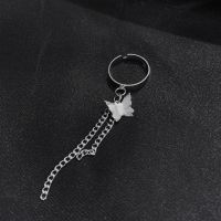 Fashion Hip-hop Dark Wind Butterfly Chain Ring Tassel Set Opening Adjustable Ring Punk Style Personality Three-ring Ring Female