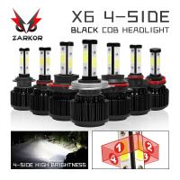 [ANYA Auto Parts] Zarkor 4ด้าน H4 H7 LED ไฟหน้า X6 9006 9007รถ COB LED ชิป Hi-Lo Beam 200W 20000LM 6500K หมอกหลอดไฟ