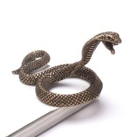 Antique Bronze Cobra boa Snake Statue Miniature Figurines Copper Zodiac Animal Desk Decorations Tea Pets Ornaments Brass Crafts