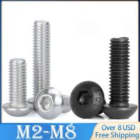 10/50pcs M2 M2.5 M3 M4 M5 M6 304 A2 70 Stainless Steel Black grade 10.9 ISO7380 Hexagon Hex Socket Head Button Allen Bolt Screw