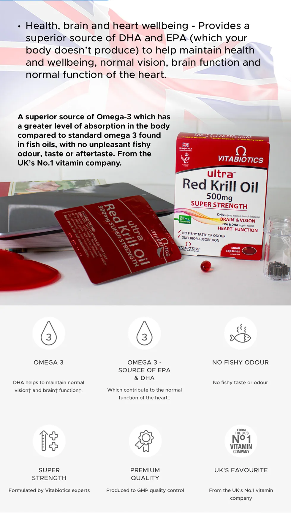 Vitabiotics Ultra Red Krill Oil 500mg Super Strength 30 Caps Lazada Singapore