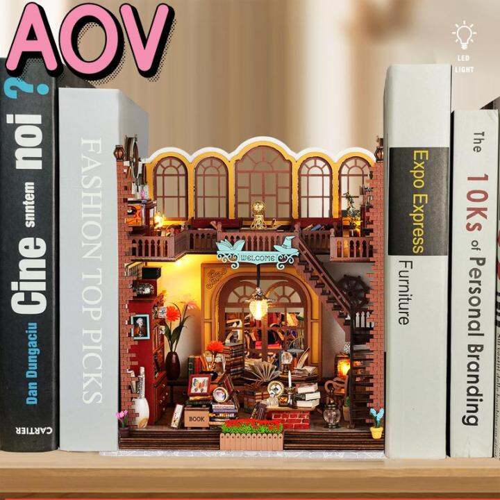 ชุดหนังสือหนังสือ-diy-aov-พร้อมไฟ-led-ชุดที่ตั้งหนังสือปริศนาไม้3มิติชุดประกอบโมเดลชั้นวางหนังสือแบบสร้างสรรค์