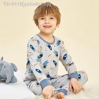 ✈♝ yulin6shop Pijama de algodão para bebê e criança top manga comprida calça conjunto 2 peças outono