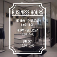 Personalized Shop Business Hours Sign Window Decals Vinyl Store Decor Custom Open Hours Window Stickers Removable Mural 4274