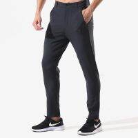 HOT★Lulugym Mens ไนลอนปุ่ม Sweatpants Breathable ยาวกางเกงกีฬา Slim ฟิตเนสยืดกางเกงด้านข้างกระเป๋า