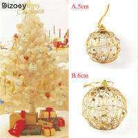 【Dizoey】6ชิ้น/เซ็ตต้นคริสต์มาส Golden Hollow Ball ตุ้มห้อย Bling ตกแต่งต้นคริสต์มาสเครื่องประดับจัดงานแต่งงานปาร์ตี้