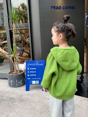 [COD] ชุดเด็กกบน้อย ชุดสาวเกาหลี สาวเกาหลีซิปเวตเตอร์ถักเสื้อกันหนาว เสื้อกันหนาวมีฮู้ด
