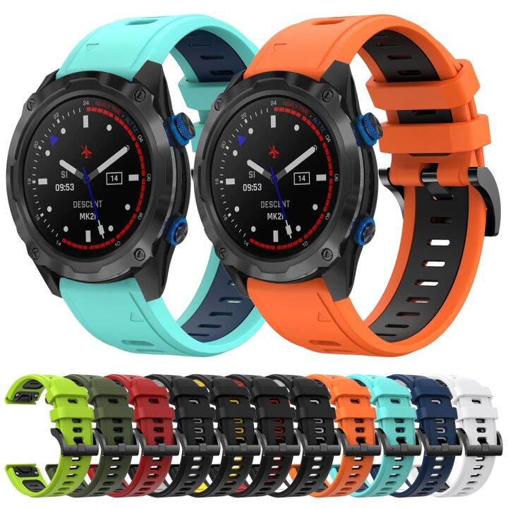 สำหรับ-garmin-descent-mk-2i-26มม-ซิลิโคนกีฬาสองสีสายนาฬิกาข้อมือ-สีสีเขียวทหาร-สีดำ-ขายเอง