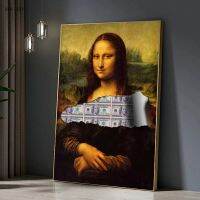 งานศิลปะเงิน Mona Lisa โปสเตอร์ภาพวาดผ้าใบตัวละครที่มีชื่อเสียงผนังพิมพ์รูปภาพห้องนั่งเล่นตกแต่งบ้าน