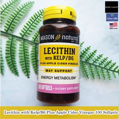 เลซิทิน Lecithin with Kelp/B6 Plus Apple Cider Vinegar 100 Softgels - Mason Natural