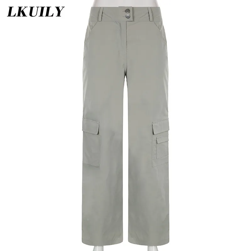 Vintage Cargo Pants Baggy Jeans Women Fashion 90s Streetwear Pockets Wide  Leg High Waist Straight Denim Trousers Overalls