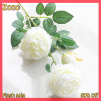 Zozo ✨Ready Stock✨ 3หัวดอกกุหลาบยุโรปผ้าไหมเทียมดอกไม้ Peony สำหรับ Home Wedding Wall decors