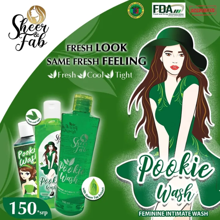 BEST SELLER SET OF 2 POOKIE Feminine WASH Green Tea Scent 150ml