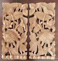 Teak Wood Carving size 20cm x 45cm x 3 cm Not Paint (ไม้สักแกะสลัก ขนาด 20ซ.ม.*45ซ.ม.*3ซ.ม. ***งานดิบไม่ทำสี***)