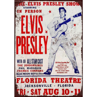 Elvis Presley คอนเสิร์ตฟลอริด้าโรงละครโลหะแขวนผนัง-วินเทจโล่ศิลปะโปสเตอร์ภาพวาดดารา-เพลงคนรักของขวัญ