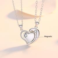 New Women 39;s Silver Magnetic Zircon Hollow Heart Pendant Fashion Necklace Gift X259