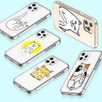 เคสโทรศัพท์ หรับ iPhone 13 14 G9 Moto 12 G8 Play Mini SE Power Max Plus Pro อ่อนนุ่ม โปร่งใส ปก T-102 Middle Finger Cat