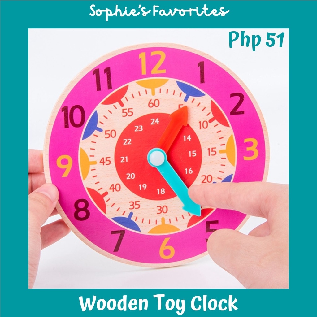 MONTESSORI Wooden EDUCATIONAL KIDS Toy CLOCK With Movable Hands TELL TIME 
