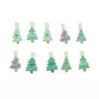 10 Pcs Christmas Decor Cute Santa Claus Natural Wooden Clips For Photo Clips Clothespin Craft Decoration Clips Pegs Clips Pins Tacks