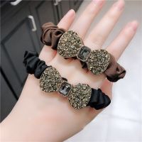 【YF】❡  Fashion Rhinestone Bow Scrunchies Elastic Hair Rubber Bands Office Accessories Tie Rope Headdress Headwear