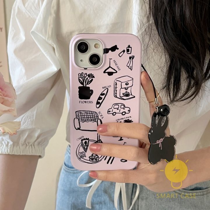 for-เคสไอโฟน-14-pro-max-cute-rabbit-pop-grip-chain-detachable-border-two-piece-เคส-phone-case-for-iphone-14-pro-max-plus-13-12-mini-11-for-เคสไอโฟน11-ins-korean-style-retro-classic-couple-shockproof-p