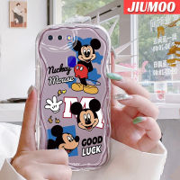 เคส JIUMOO สำหรับ OPPO R17 R15 Pro เคสเนื้อครีมลายมิกกี้เคสโทรศัพท์โปร่งใสนิ่มกันกระแทก TPU ป้องกันการตกหล่นเจลซิลิกาแบบใสฝาครอบป้องกันเลนส์กล้องถ่ายรูป