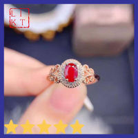 LIKT 18K แหวนทองสดใสสำหรับผู้หญิงแหวนโกเมนชุบทองแหวนทับทิม Cincin Rose Gold โรแมนติกแหวนหยกจีน