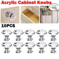 10PCS 30mm Clear Crystal Cabinet Handle Drawer Bedside Table Cabinet Furniture Handle Pull Knobs Kits Door Knobs Door Hardware Locks