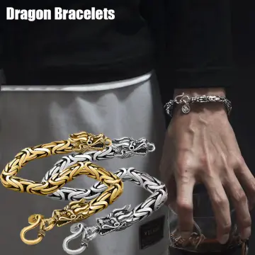 Dragon Scale Link Chain Bracelet Mens Stainless Steel Vintage Punk Hiphop  Bangle
