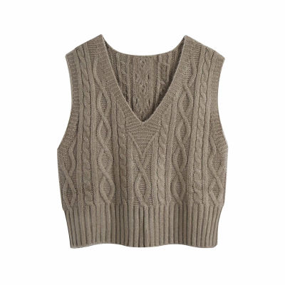 Snican solid fashion knitted sweater vest crop tops jumper mujer pull femme hiver za  women fashion autumn winter pullover