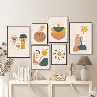 2023 ▧ Abstract Wall Art Canvas Painting Print Nordic Morandi Color Picture Geometric Figure Sun Moon Plant Flowers Poster