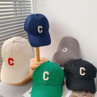 TURHA หมวกฤดูใบไม้ร่วงฤดูร้อนผ้าฝ้ายลำลองรูปตัวอักษร C,หมวกสไตล์เกาหลีฮิปฮอปหมวกบังแดดหมวกเบสบอลเด็กหมวกแก๊ปโผล่เด็ก