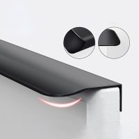 80-600mm Black Silver Gold Aluminum Alloy Arc Handle Cabinet Drawer Door Invisible Long Handle Wardrobe Edge Sealing Door Handle Door Hardware