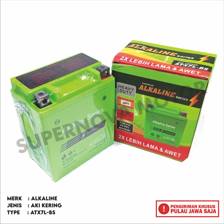 AKI KERING KLX ATX7L-BS ALKALINE SERIES 12V 7AH 10HR AKI MOTOR MERK