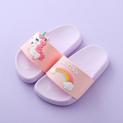 3-9Y Kids Cartoon Unicorn Indoor Slippers Toddler Boys Girls Summer Home Flip Flops Children Bedroom Shoes Beach Wear Slipper