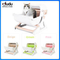 【DUDU Pet】ห้องน้ำแมวกึ่งอัตโนมัติขนาดใหญ่พิเศษชนิดลิ้นชักที่ล้อมรอบกล่องทำความสะอาดเฟอร์นิเจอร์กล่องทรายแมว