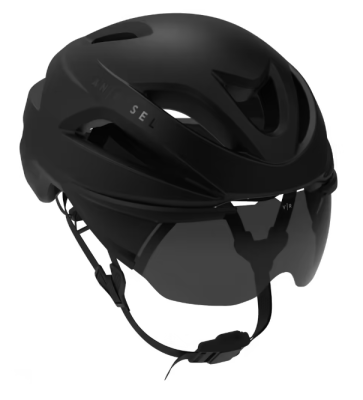 Triathlon helmet with adjustable visor category 3 + magnetic buckle matte in two sizes-M:55 cm.–59 cm., L:59 cm.–62 cm. - black