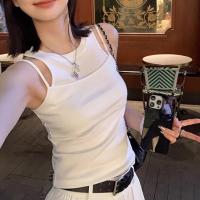 Spot Thirteen Lines Of White Fake Two Vest Female Summer Wild Design Sense Slimming Thin Hot Girl Suspender Tops Wear