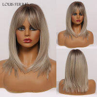 LOUIS FERRE Platinum Blonde Wig Short Bob Synthetic Straight Wigs for Women Afro on PartyDaily Heat Resistant Wig with Bangs