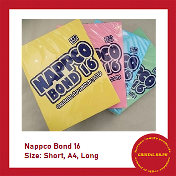 Nappco Bond Paper sub16 Colored Bond 500 pcs per ream BLUE Short, A4 ...