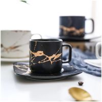 Marble coffee cup, black and white cup and saucer cup. High quality coffee cup, coffee set, coffee saucer cup mugs coffee cups