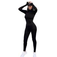 Spring New Women Long Sleeve Jumpsuit Slim Elastic High Waist Hip Lifting Streetwear Fitness Sportwear Solid Gym Jumpsuits