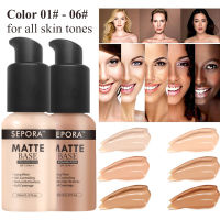 30Ml SEPORA 6สี Matt Foundation Oil Control Full Coverage Cream คอนซีลเลอร์ธรรมชาติฐานแต่งหน้า Maquillaje เครื่องสำอาง