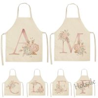 【hot sale】✓☼▪ D13 Pink Letter Alphabet Flower Cotton Linen Aprons Baking Coffee Shop Cleaning Apron Kitchen Accessories Q0006