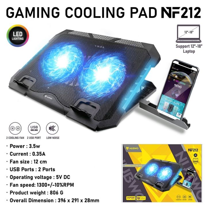 Nubwo  NF-212  พัดลมรองโน๊ตบุ๊ค Gaming Cooler pad พัดลมระบายความร้อนโน๊ตบุ๊ค