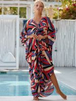 FN946N Sexy Printed Boho Long Kaftan Bikini Cover Up for Women Beach Wrap  Dress Tunic Robe De Plage Summer Female Holiday Bea