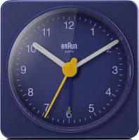 Braun Classic Travel Analogue Clock, Compact, Quiet Quartz Movement, Crescendo Beep Alarm in Blue, Model BC02BL, One Size, Blue, One Size, Classic